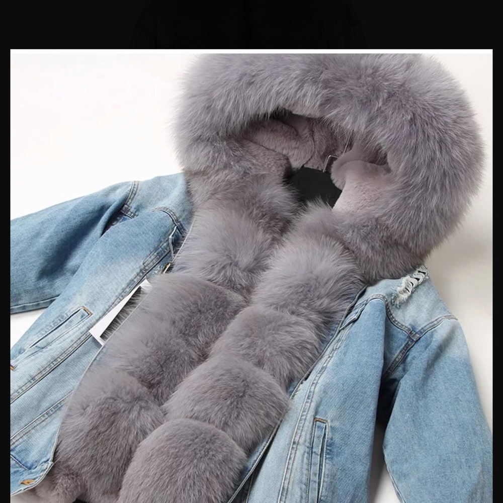 Real Fox fur jean jacket